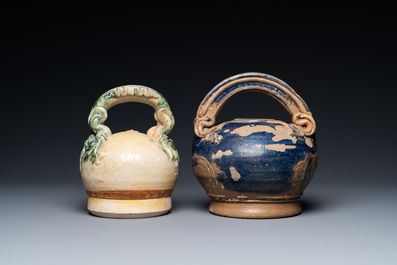 Two Vietnamese glazed pottery lime pots, L&ecirc; Dynasty, Bat Trang kilns, 15/17th C.