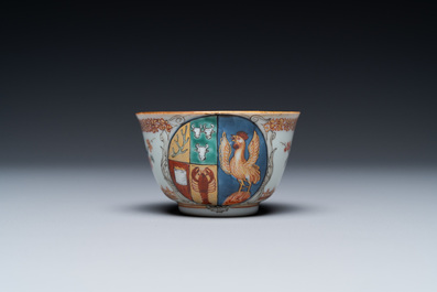 A Chinese verte-Imari cup and saucer for the Dutch market, Kangxi