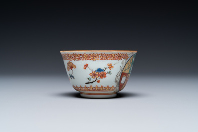 A Chinese verte-Imari cup and saucer for the Dutch market, Kangxi