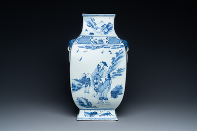 A large Chinese blue and white 'Five scholars' vase, Qianlong