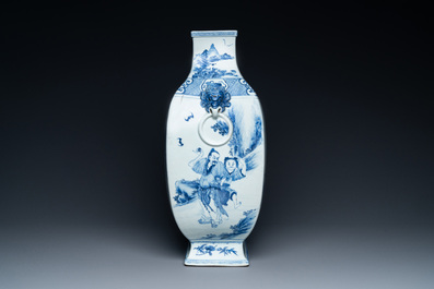A large Chinese blue and white 'Five scholars' vase, Qianlong