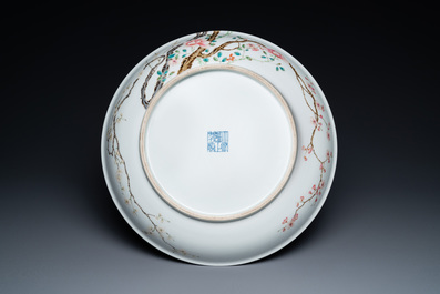 A Chinese famille rose 'prunus tree' dish, Yongzheng mark, Republic