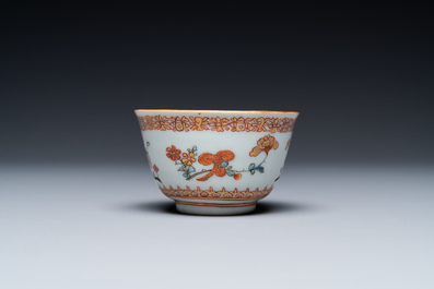 A Chinese verte-Imari cup and saucer for the Dutch market, Kangxi