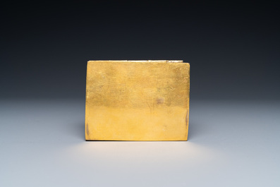 A Chinese gilt-copper box set with glass plaques, Beijing Imperial workshops, Qianlong