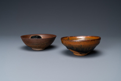 Two Chinese 'hare's fur' tea bowls, Song or later