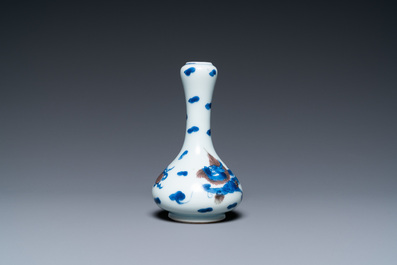 A Chinese blue, white and copper-red 'dragon' vase, Kangxi