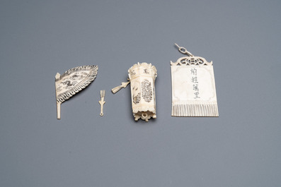 A Chinese carved ivory dragon boat on wooden stand, 19th C.