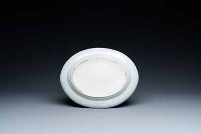 Three fine oval Chinese Canton famille rose dishes, 19th C.