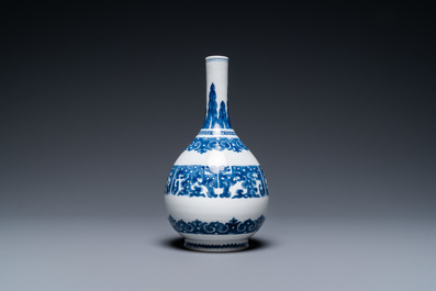 A Chinese blue and white bottle vase, Kangxi