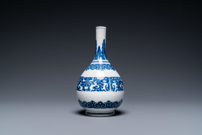 A Chinese blue and white bottle vase, Kangxi