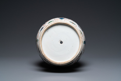 A large Chinese famille verte vase, Kangxi