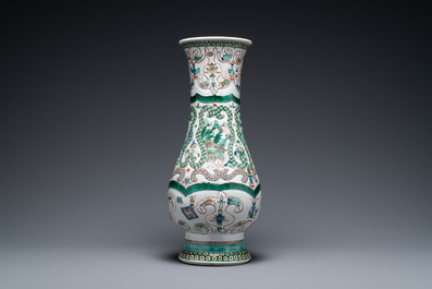 A large Chinese famille verte vase, Kangxi