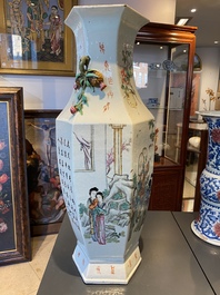 A Chinese hexagonal qianjiang cai vase signed Cai Yun Xuan and dated December 1916