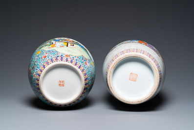 Two Chinese famille rose vases, Qianlong marks, Republic