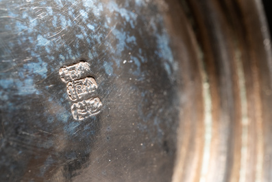 A Chinese silver teapot with birds among blossoming branches, 19th C.