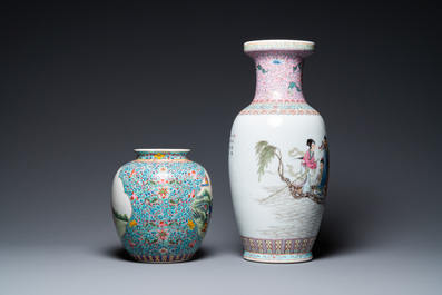 Two Chinese famille rose vases, Qianlong marks, Republic