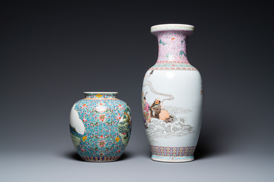 Two Chinese famille rose vases, Qianlong marks, Republic