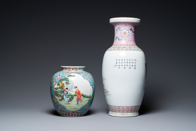 Two Chinese famille rose vases, Qianlong marks, Republic