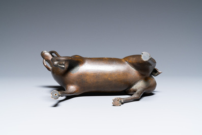 A Chinese bronze deer-shaped censer, Kangxi