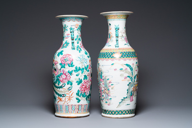 Twee Chinese famille rose vazen, 19e eeuw
