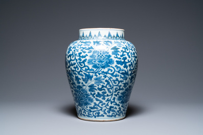A Chinese blue and white 'peony scroll' vase, Kangxi