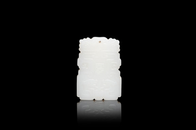 Un pendentif en jade blanche, Chine, Qing