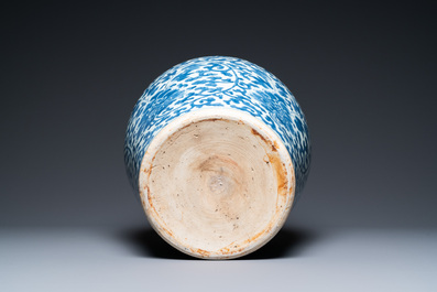 A Chinese blue and white 'peony scroll' vase, Kangxi
