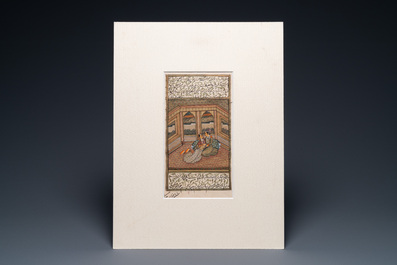 Four Persian miniatures on paper, 19/20th C.