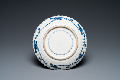 A Japanese blue and white 'hare' dish, Arita, Edo, early 18th C.