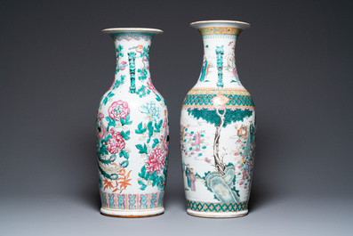 Twee Chinese famille rose vazen, 19e eeuw