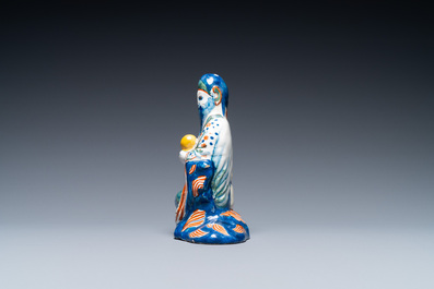 A polychrome Dutch Delft figure of a Chinaman, 18th C.