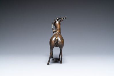 A Chinese bronze deer-shaped censer, Kangxi