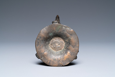 A Chinese bronze candlestick, Ming
