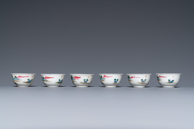 A rare Chinese famille rose 17-piece miniature tea service, Qianlong