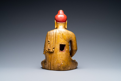 A Vietnamese or Japanese gilded and lacquered wooden Buddha, 19th C.