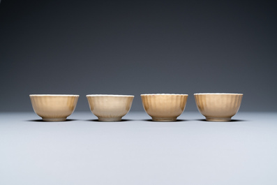 Thirteen Chinese famille rose saucers and twelve cups, Qianlong