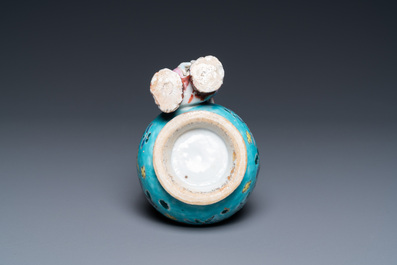 A Chinese famille rose double gourd vase with three boys, Qianlong