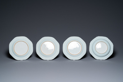 Eight Chinese famille rose plates with a couple in a boat, Qianlong