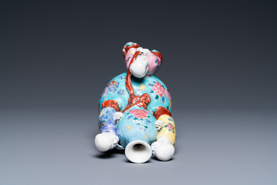 A Chinese famille rose double gourd vase with three boys, Qianlong