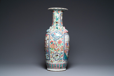A Chinese famille rose vase with narrative design, 19th C.