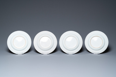 Nine Chinese famille rose plates with floral design, Qianlong