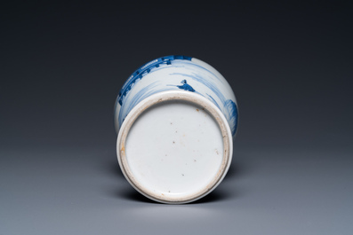 A Chinese blue and white 'mountainous landscape' vase, Kangxi