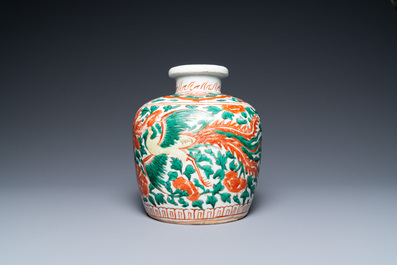 A Chinese wucai 'phoenixes' vase, Transitional period