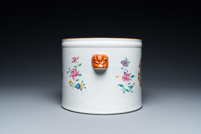 A Chinese gilt-monogrammed famille rose cooler, Qianlong