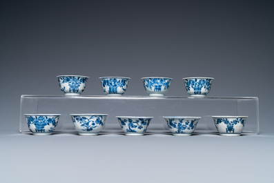 Tien Chinese blauw-witte schotels en negen koppen, Kangxi