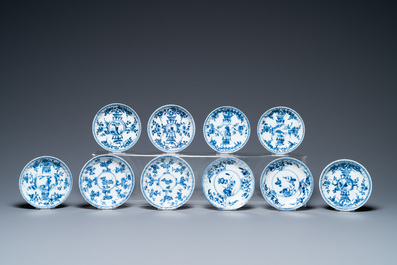 Tien Chinese blauw-witte schotels en negen koppen, Kangxi