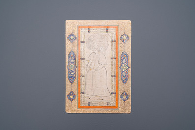 An Ottoman miniature: 'Pasha with turban', ink and gouache on paper, 18th C.