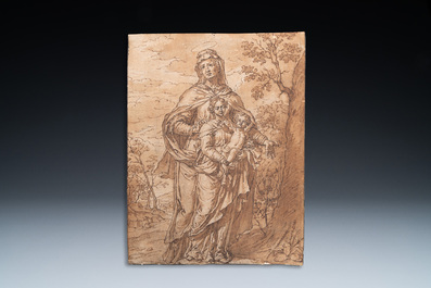 Pieter (Peter) van Lint (Antwerp, 1609-1690): 'Saint Anne Trinity', pen and brown ink on paper