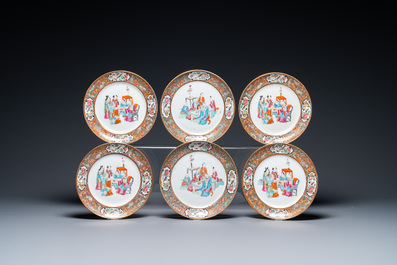 An extensive Chinese Canton famille rose dinner service, 19th C.