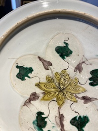 A Chinese doucai dish with a narrative scene, Kangxi/Yongzheng
